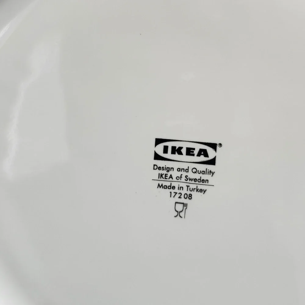 IKEA ARV White Dinner‎ Plates Set of 6 Scalloped Edge 11 Inch Porcelain Turkey